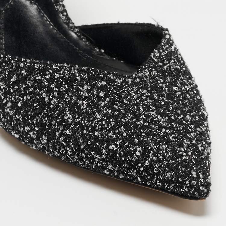 Pre Owned Nicholas Kirkwood White/Black Tweed Slingback Pumps Size 41 