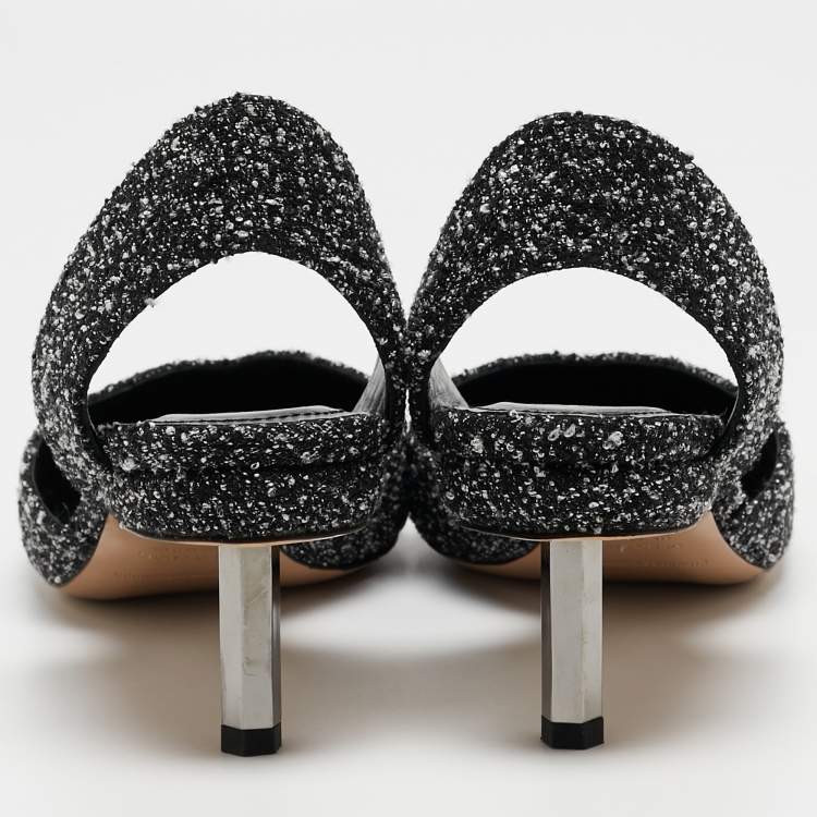 Pre Owned Nicholas Kirkwood White/Black Tweed Slingback Pumps Size 41 