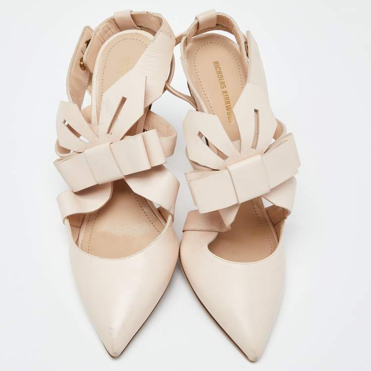 Pre Owned Nicholas Kirkwood Pink Leather Pointed Ankle Strap Sandals Size 38.5