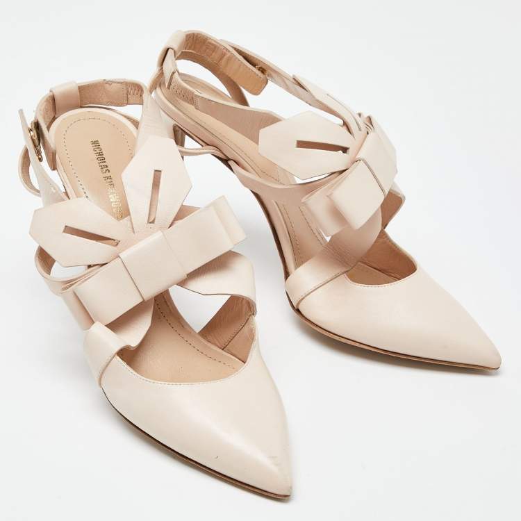 Pre Owned Nicholas Kirkwood Pink Leather Pointed Ankle Strap Sandals Size 38.5