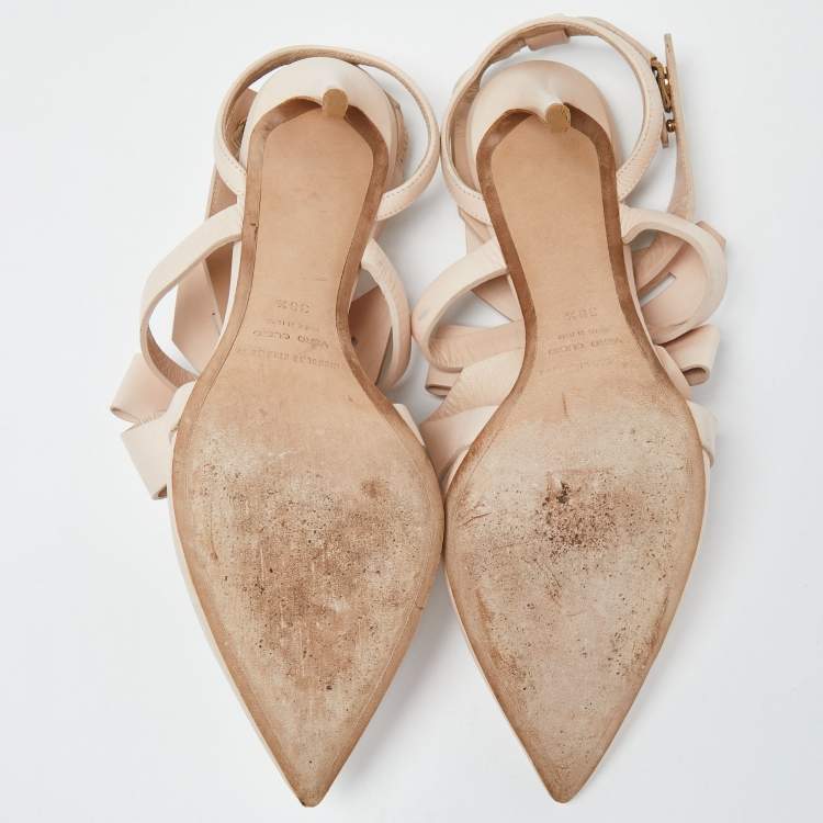 Pre Owned Nicholas Kirkwood Pink Leather Pointed Ankle Strap Sandals Size 38.5