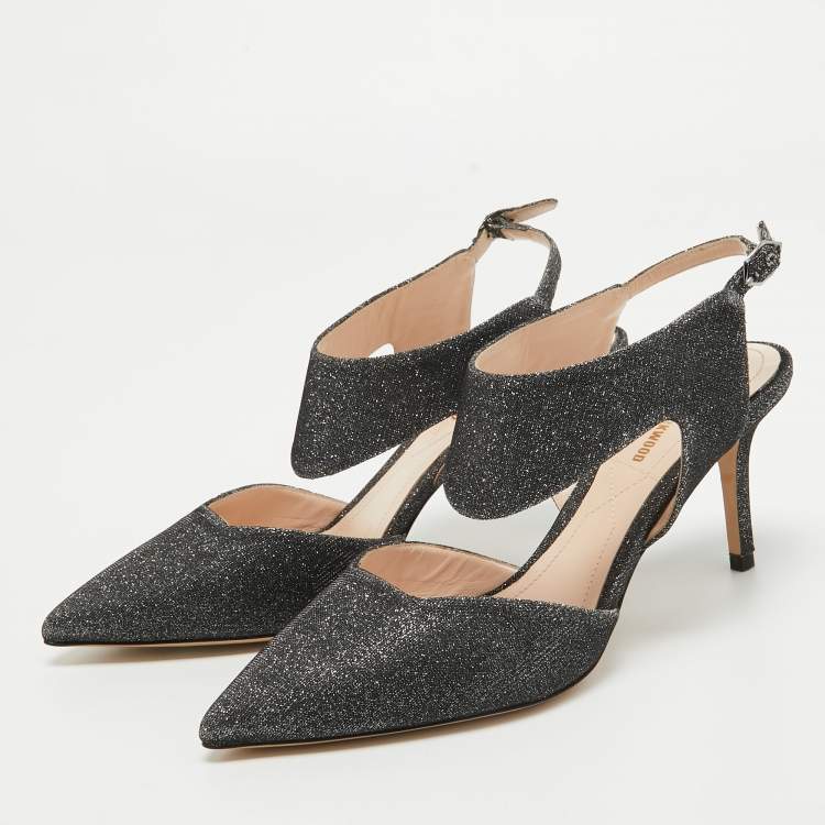 Pre Owned Nicholas Kirkwood Grey Glitter Ankle Strap Pumps Size 37.5    