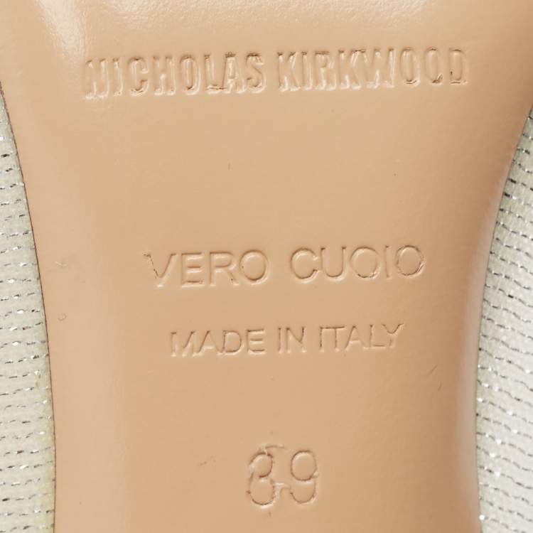 Pre Owned Nicholas Kirkwood Silver Leather and Mesh Monstera Pumps Size 39