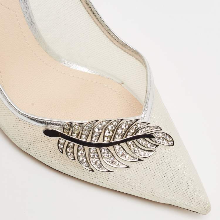 Pre Owned Nicholas Kirkwood Silver Leather and Mesh Monstera Pumps Size 39