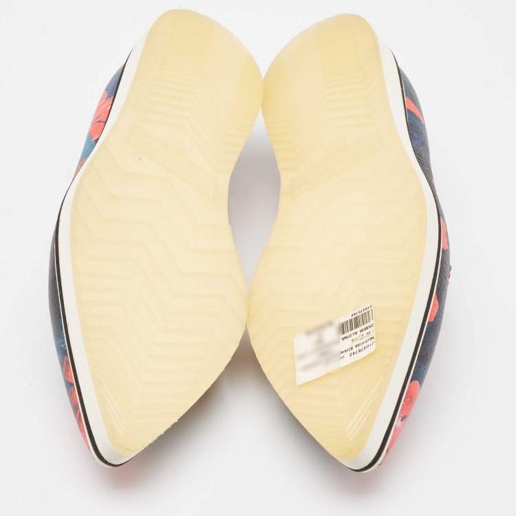 Pre Owned Nicholas Kirkwood Multicolor Floral Print Leather Alona Smoking Slipper Size 37