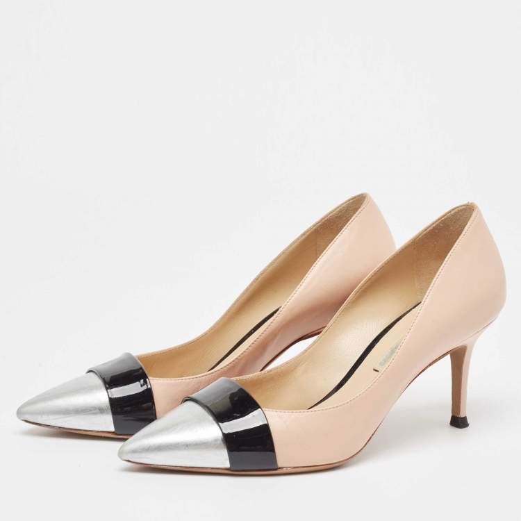 Pre Owned Nicholas Kirkwood Tricolor Leather and Patent Pointed Toe Pumps Size 37