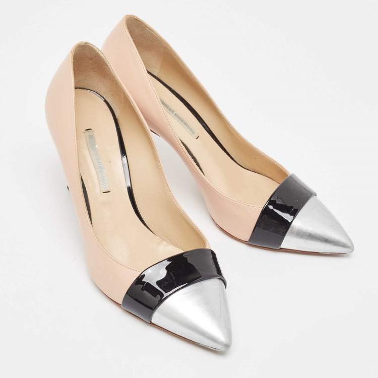Pre Owned Nicholas Kirkwood Tricolor Leather and Patent Pointed Toe Pumps Size 37