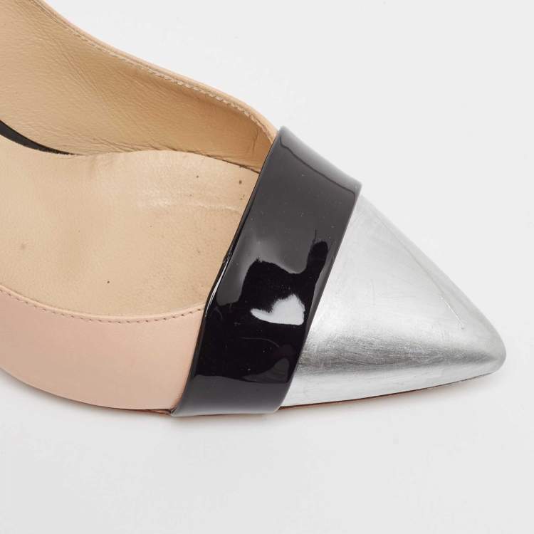 Pre Owned Nicholas Kirkwood Tricolor Leather and Patent Pointed Toe Pumps Size 37