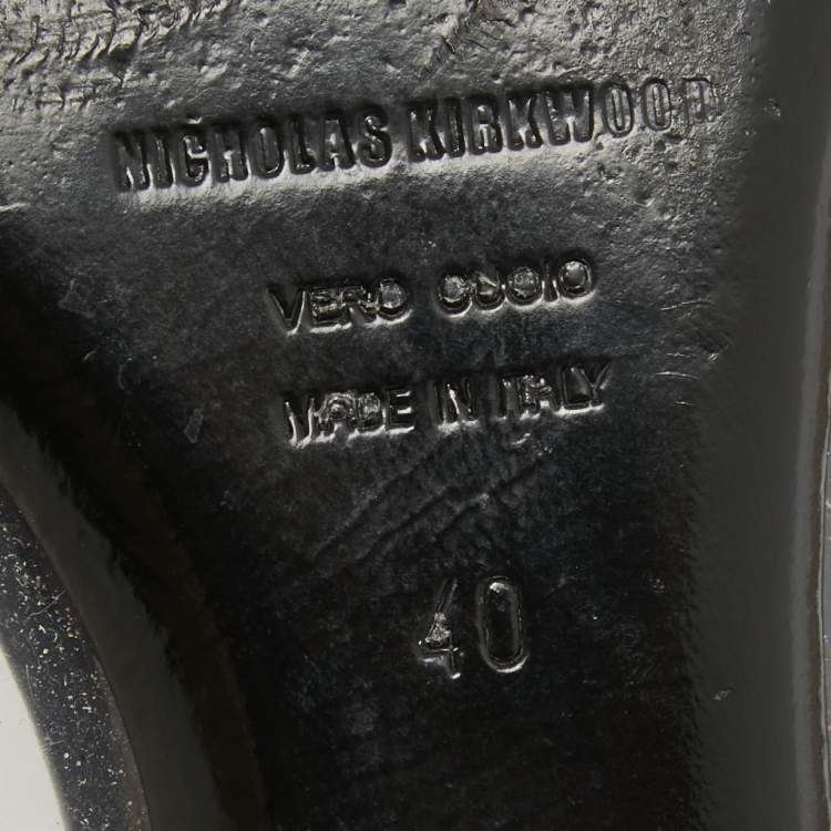 Pre Owned Nicholas Kirkwood Black Patent and PVC Ballet Flats Size 40
