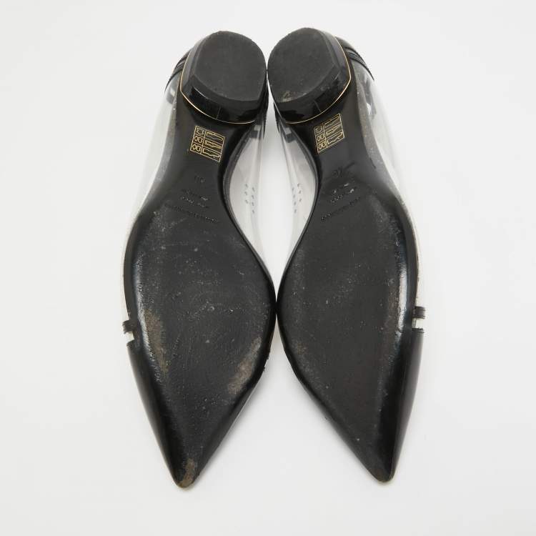 Pre Owned Nicholas Kirkwood Black Patent and PVC Ballet Flats Size 40