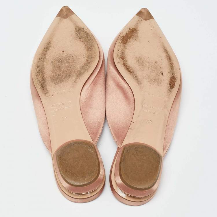 Pre Owned Nicholas Kirkwood Beige Satin Eden Crystals Embellished Flat Mules Size 38