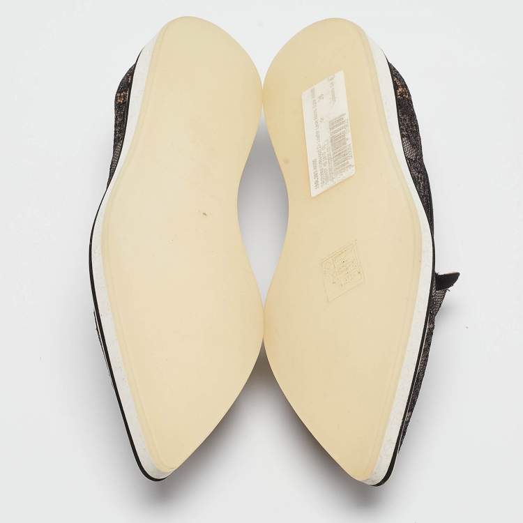 Pre Owned Nicholas Kirkwood Black Lace Alona Smoking Slippers Size 36