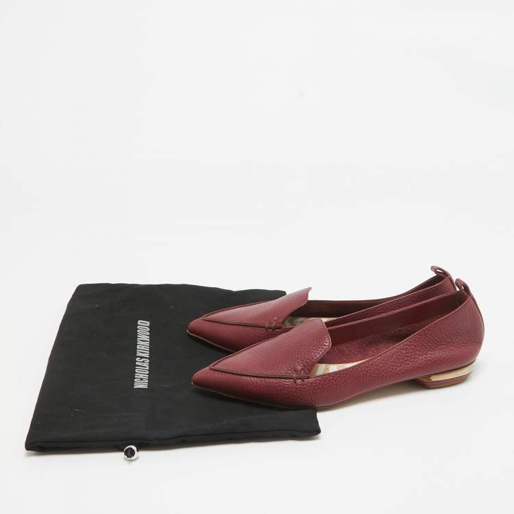 Pre Owned Nicholas Kirkwood Burgundy Leather Beya Loafers Size 36.5