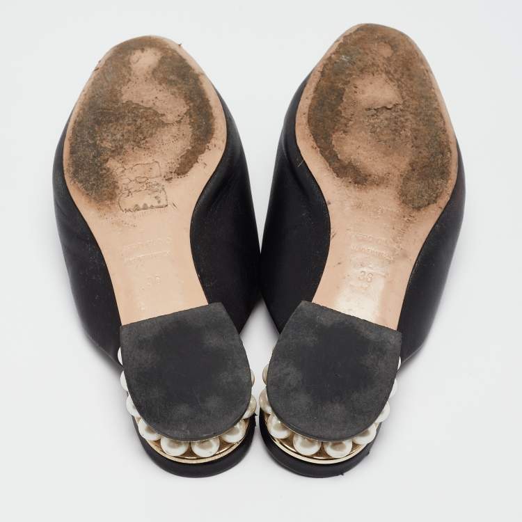 Pre Owned Nicholas Kirkwood Black Leather Casati Flat Mules Size 36