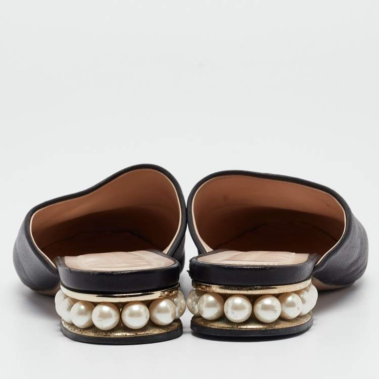 Pre Owned Nicholas Kirkwood Black Leather Casati Flat Mules Size 36