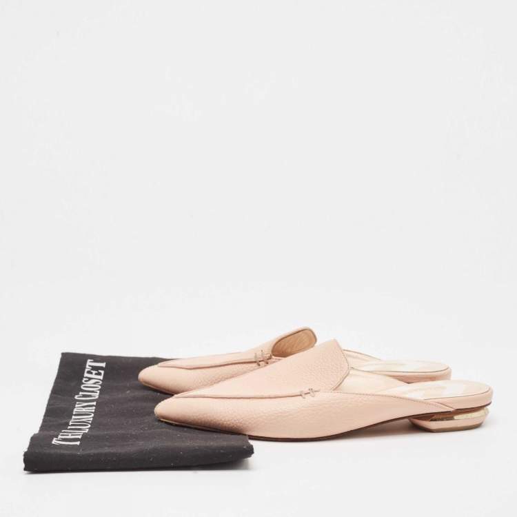 Pre Owned Nicholas Kirkwood Light Pink Leather Beya Pointed Toe Mules Size 35.5