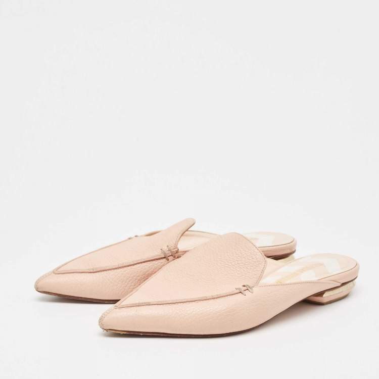 Pre Owned Nicholas Kirkwood Light Pink Leather Beya Pointed Toe Mules Size 35.5
