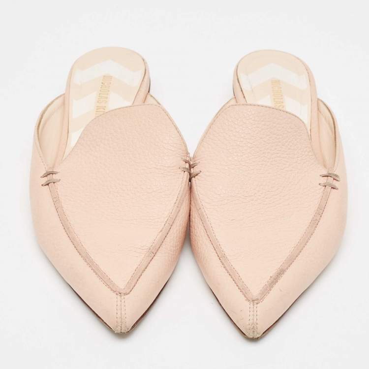 Pre Owned Nicholas Kirkwood Light Pink Leather Beya Pointed Toe Mules Size 35.5