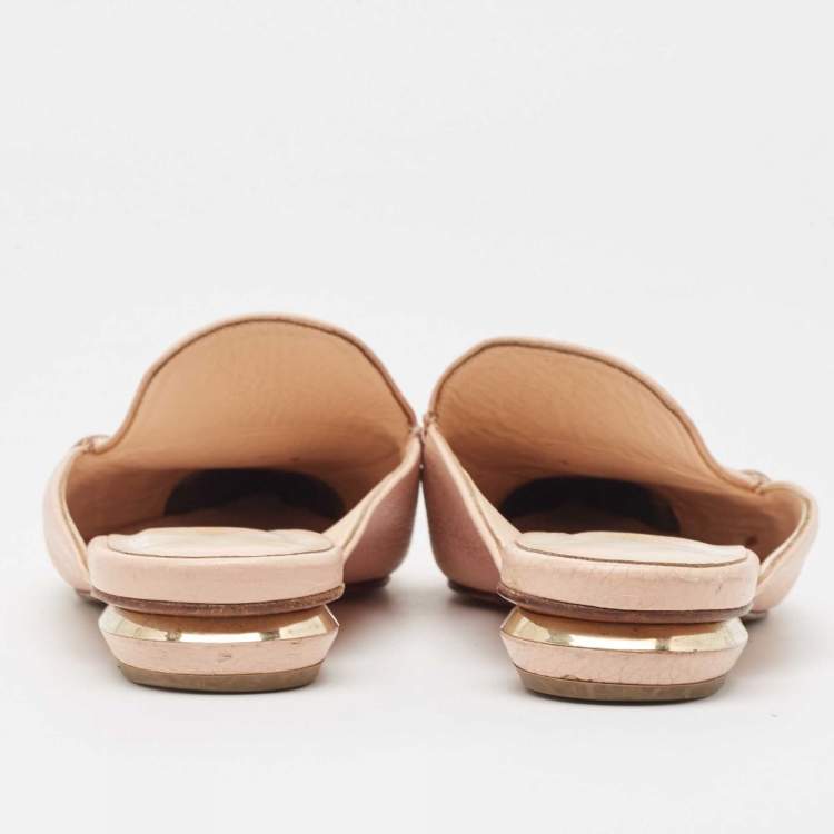 Pre Owned Nicholas Kirkwood Light Pink Leather Beya Pointed Toe Mules Size 35.5
