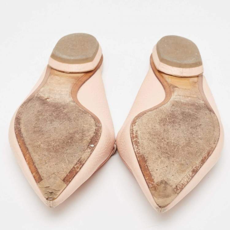 Pre Owned Nicholas Kirkwood Light Pink Leather Beya Pointed Toe Mules Size 35.5