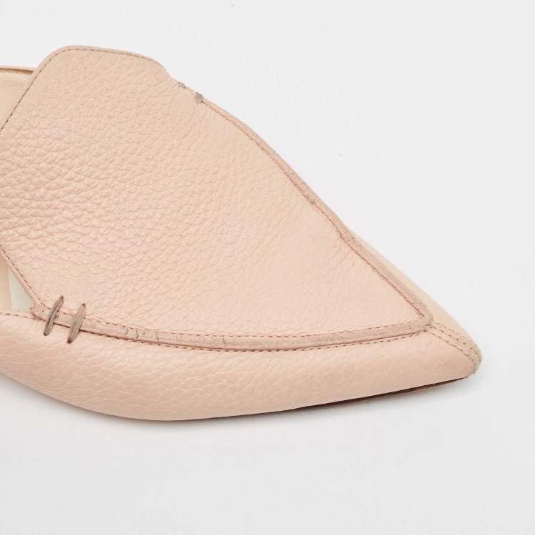 Pre Owned Nicholas Kirkwood Light Pink Leather Beya Pointed Toe Mules Size 35.5