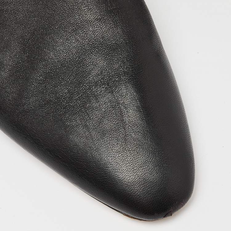 Pre Owned Nicholas Kirkwood Black Leather Casati Pearl Embellished Flat Mules Size 40