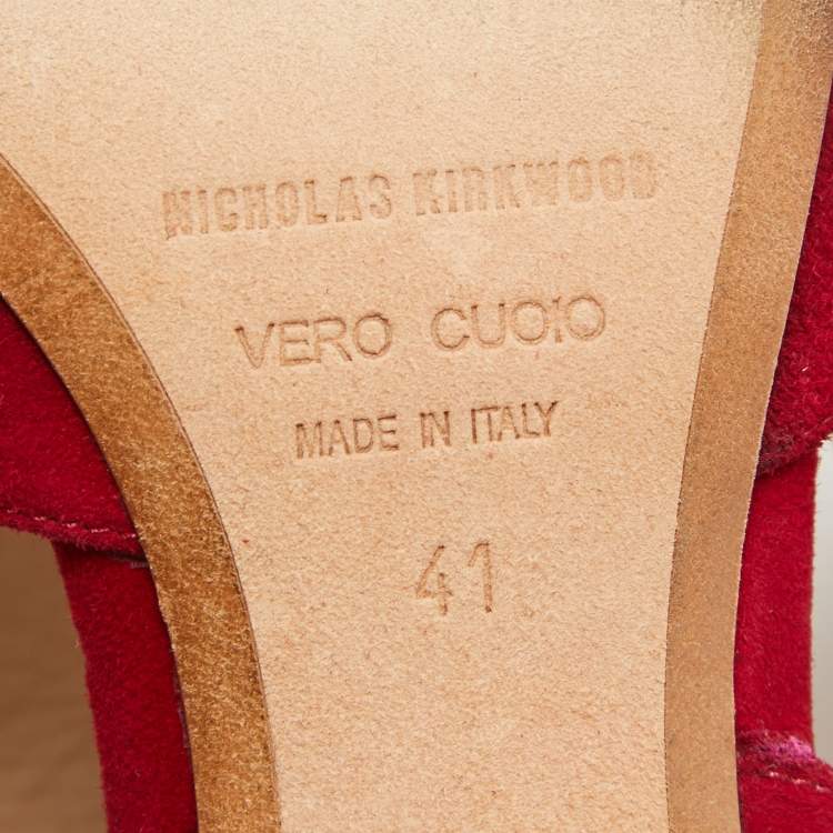 Pre Owned Nicholas Kirkwood Red Suede Leda Pumps Size 41