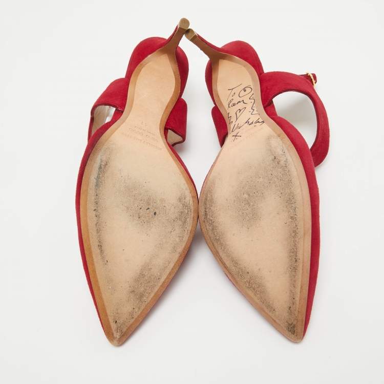 Pre Owned Nicholas Kirkwood Red Suede Leda Pumps Size 41