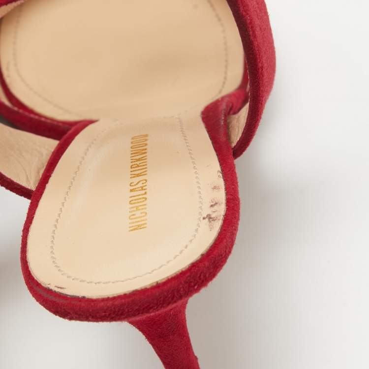 Pre Owned Nicholas Kirkwood Red Suede Leda Pumps Size 41