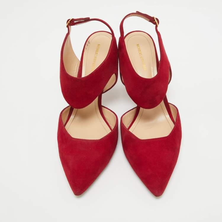 Pre Owned Nicholas Kirkwood Red Suede Leda Pumps Size 41