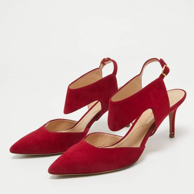 Pre Owned Nicholas Kirkwood Red Suede Leda Pumps Size 41