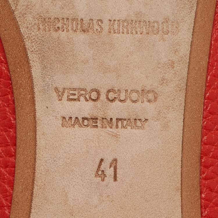 Pre Owned Nicholas Kirkwood Red Leather Beya Pointed Toe Mules Size 41
