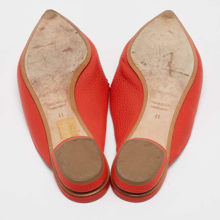 Pre Owned Nicholas Kirkwood Red Leather Beya Pointed Toe Mules Size 41
