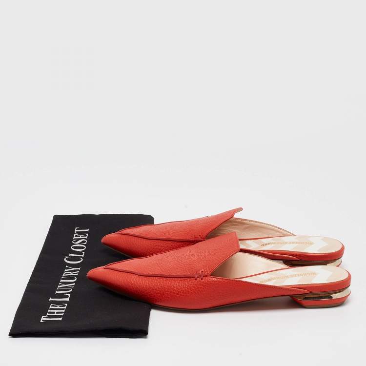 Pre Owned Nicholas Kirkwood Red Leather Beya Pointed Toe Mules Size 41
