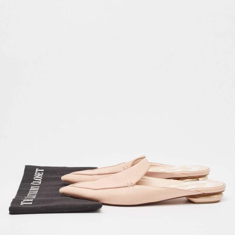 Pre Owned Nicholas Kirkwood Pink Leather Beya Flat Mules Size 41
