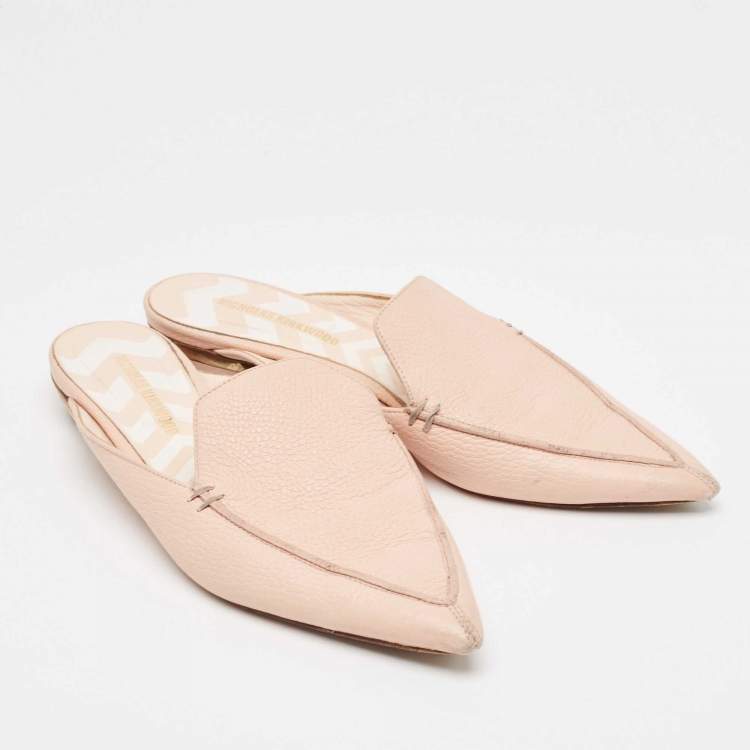 Pre Owned Nicholas Kirkwood Pink Leather Beya Flat Mules Size 41