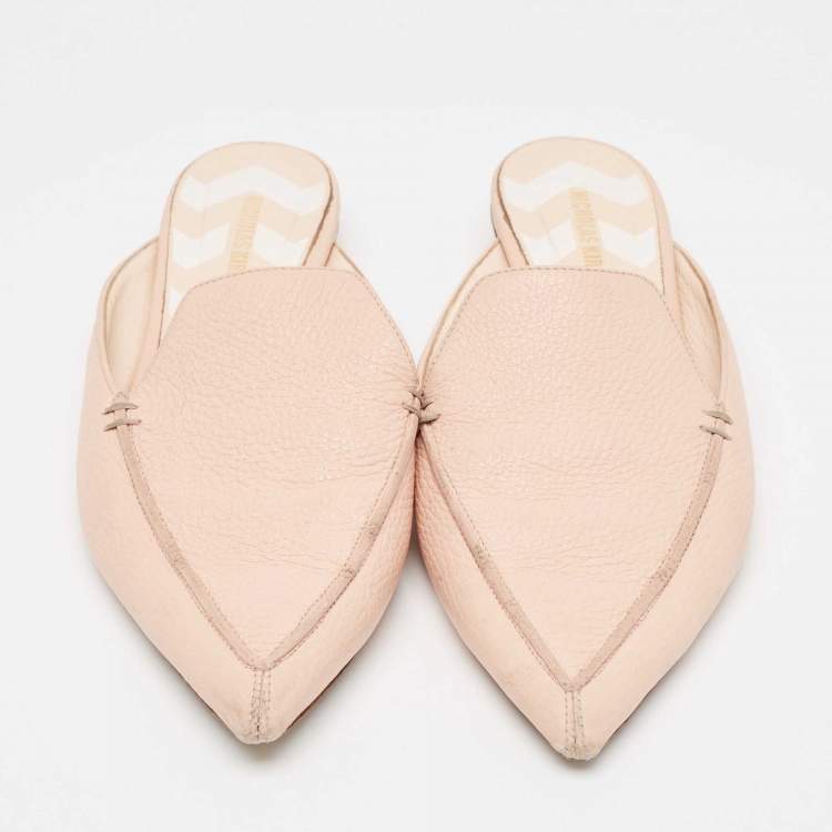 Pre Owned Nicholas Kirkwood Pink Leather Beya Flat Mules Size 41