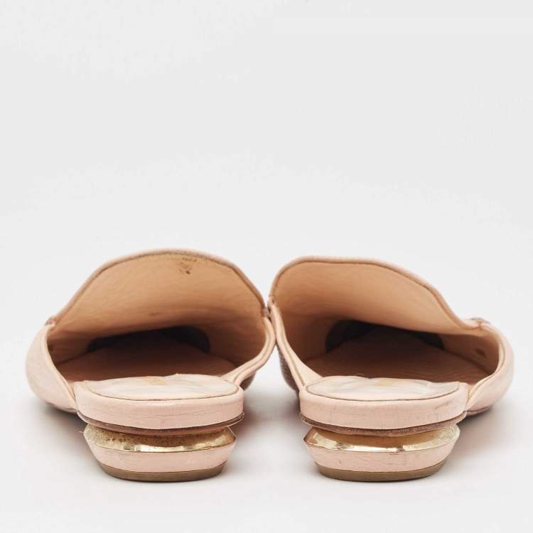 Pre Owned Nicholas Kirkwood Pink Leather Beya Flat Mules Size 41