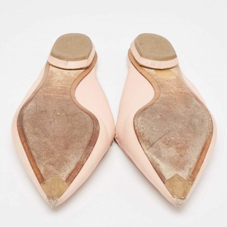 Pre Owned Nicholas Kirkwood Pink Leather Beya Flat Mules Size 41