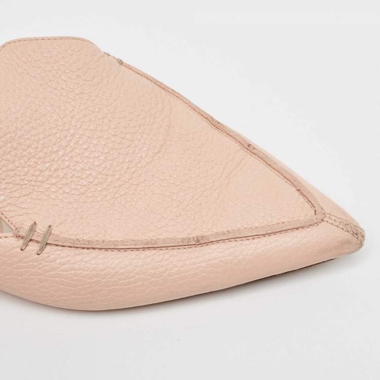 Pre Owned Nicholas Kirkwood Pink Leather Beya Flat Mules Size 41