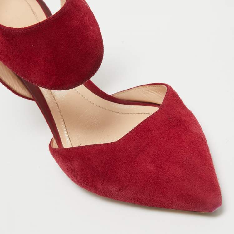 Pre Owned Nicholas Kirkwood Dark Red Suede Leda Pumps Size 36