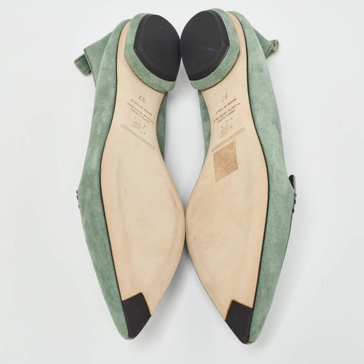 Pre Owned Nicholas Kirkwood Green Suede Slip On Smoking Slippers Size 37