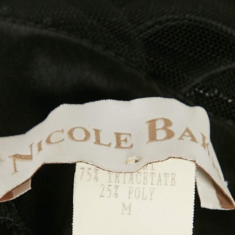 Pre Owned Nicole Bakti Black Satin Embroidery Detail Sleeveless Maxi Dress M