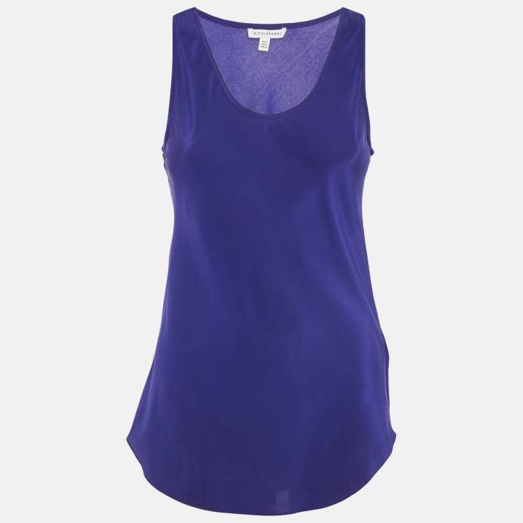 Pre Owned Nicolefarhi Blue Silk Sleeveless Top S