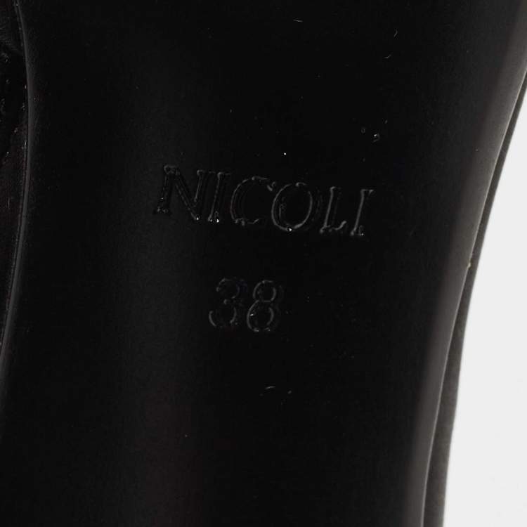 Pre Owned Nicoli Black Satin Jarvis Booties Size 38