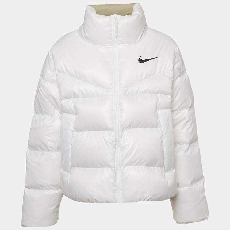 Nike white retailer zip up puffer winter jacket