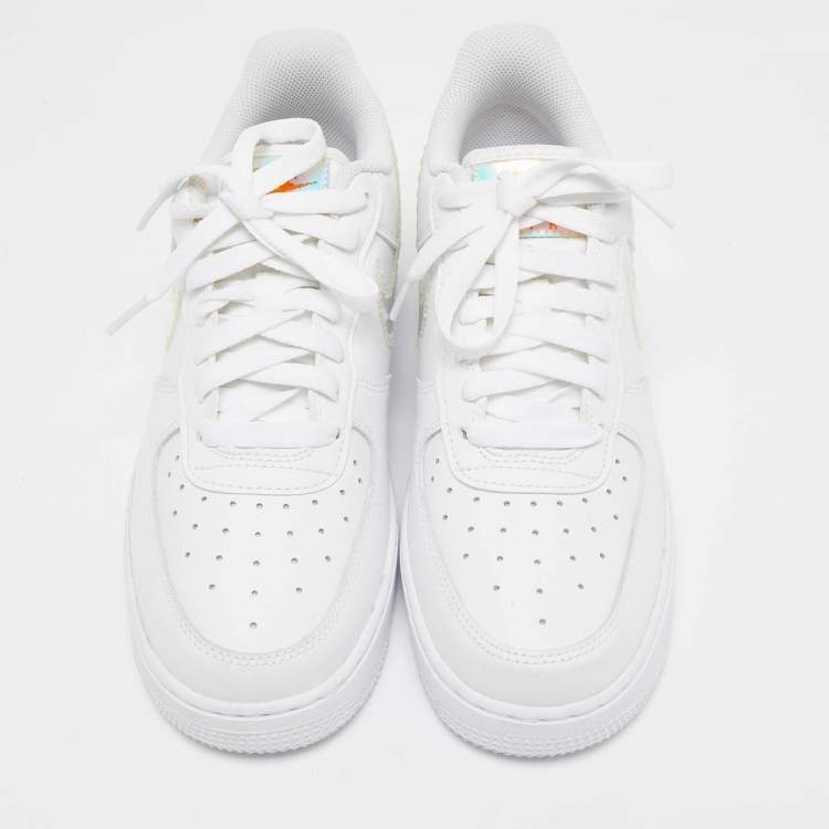 Pre Owned Nike White Leather Air Force 1 Low Top Sneakers Size 39