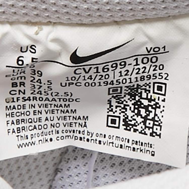 Pre Owned Nike White Leather Air Force 1 Low Top Sneakers Size 39