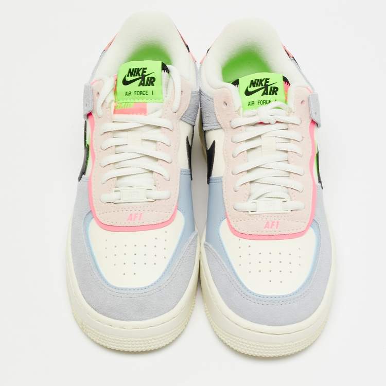 Pre Owned Nike Multicolor Leather and Suede Air Force 1 Low Shadow Sunset Pulse Sneakers Size 38.5