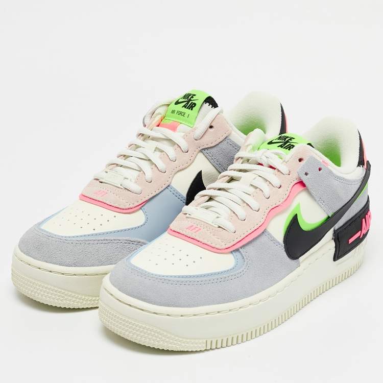 Pre Owned Nike Multicolor Leather and Suede Air Force 1 Low Shadow Sunset Pulse Sneakers Size 38.5